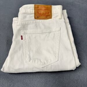 Levi's 511 Jeans Mens 36x32 ACTUAL Slim Fit White Denim Distressed